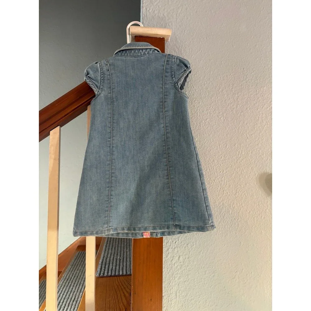 2t old navy vintage y2k cap sleeve denim jean dress snaps collar
